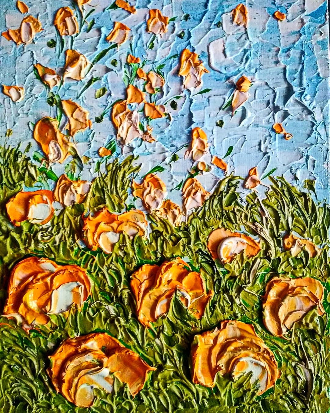 California Poppy Painting ORIGINAL Art 3D Textured Artwork Impasto Wall ...