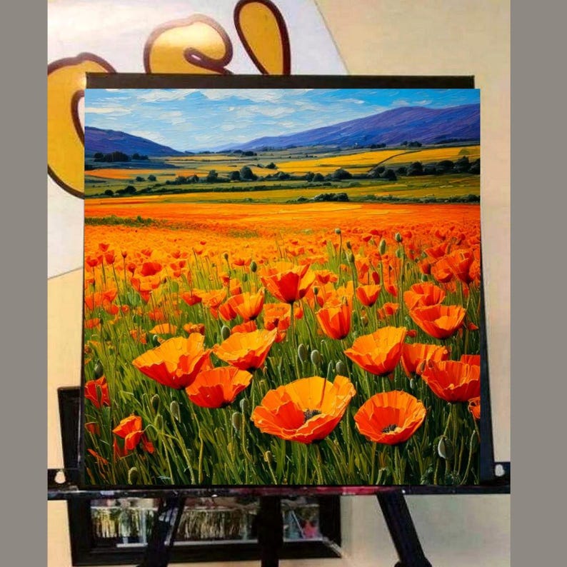 California Poppy Painting ORIGINAL ART on Canvas Custom Order Textured ...
