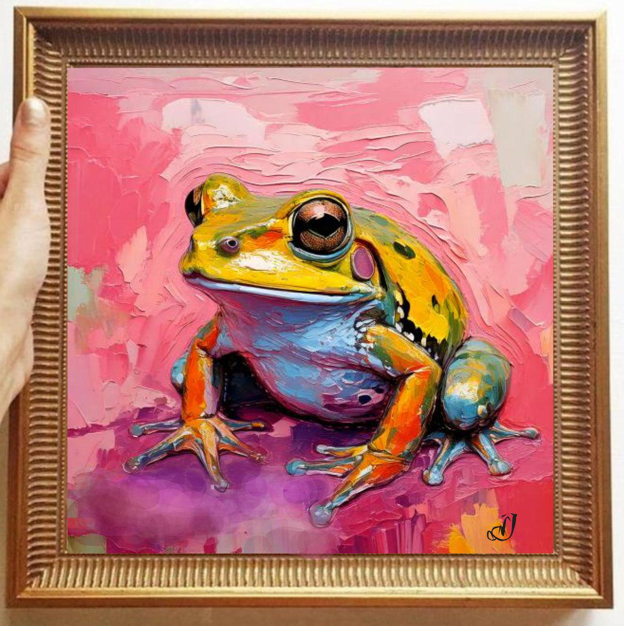 Frog Painting ORIGINAL ART on Canvas Custom Order Textured Oil