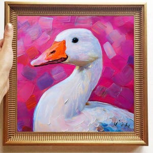 Geese Painting ORIGINAL ART on Canvas Textured Oil Artwork Impasto Custom Order Kitchen Wall Decor Unique Gifts for her