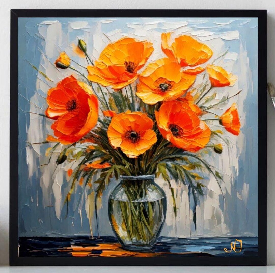 California Poppy Painting ORIGINAL ART on Canvas Custom Order Textured ...