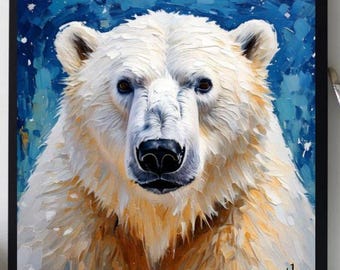Bear Painting ORIGINAL ART on Canvas Custom Order Textured Oil Artwork Animal Wall Decor Impasto  Unique Gifts for Her Very Beautiful!