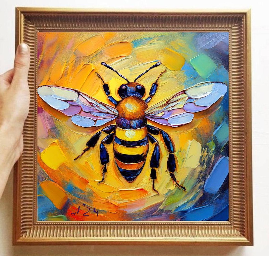 Bee Painting ORIGINAL ART on Canvas Custom Order Textured Oil Artwork ...