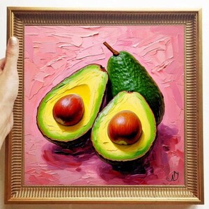 Avocado Painting ORIGINAL ART on Canvas Custom Order Textured Oil Artwork Kitchen Wall Decor Impasto Unique Gifts for Her
