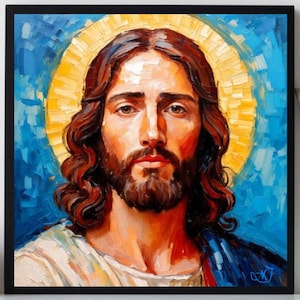 Jesus Christ Painting ORIGINAL ART on Canvas Textured Oil Artwork Impasto Unique Gifts for Her Very Beautiful!