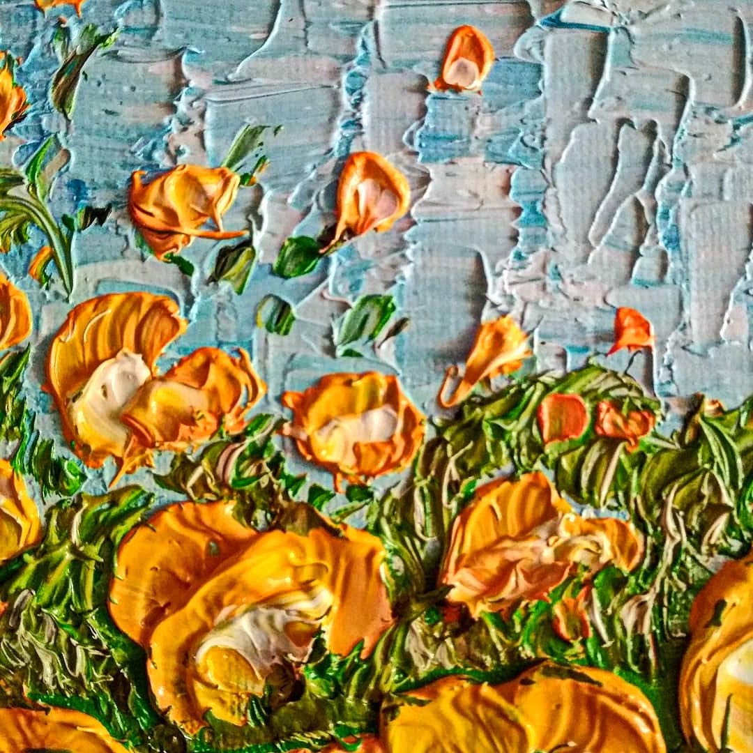 California Poppy Painting ORIGINAL Art on Canvas Custom Order Textured ...