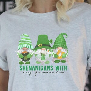 St. Patrick&#39;s Day Gnome T Shirt, Shenanigans T-Shirt, St. Paddy&#39;s Day Gift, Gift for Gnome Lover&#39;s, Shamrock Shirt