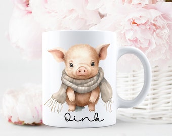 Pig Coffee Mug, Baby Pig Cup, Gift for Pig Lover, Barnyard Animals Mug, Pig Gift, Pig Farmer