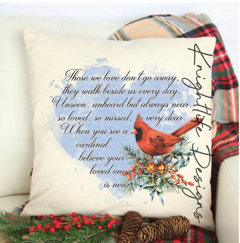 Red Cardinal Memorial Pillow or Pillow Cover memorial gift image 0