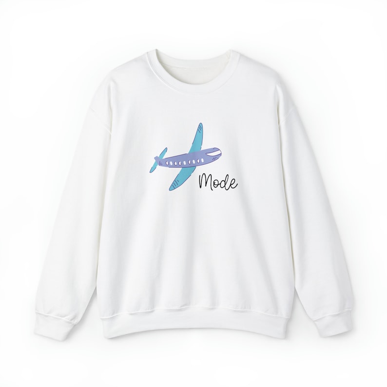 Sweatshirt vliegtuigmodus, reisshirt, cadeau voor reiziger, universiteitscadeau, afstudeercadeau, trendy shirt, vakantieshirt, avonturenliefhebber afbeelding 4