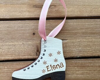 Custom Ice Skate Ornament, Custom Christmas Ornament, Gift for Her, Gift for Skater, Laser Engraved Ornament, Family Gift, Name Ornament