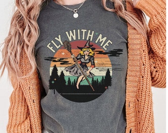 Retro Halloween Witch T Shirt, Fall Shirt, Gift for Her, Comfort Colors T-Shirt, Trendy Shirt, Cute Halloween Shirt