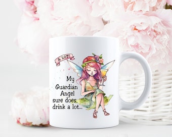 Guardian Angel Ceramic Mug, Friend Gift, Funny Coffee Mug, Funny Tea Cup, Humorous Mug, Angel Mug