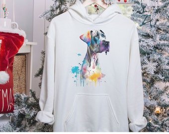 Great Dane Hoodie, Kleurrijke Dane Graphic Hoodie, Cadeau voor Great Dane Lovers, Cadeau voor hondenliefhebber, Pet Owner Gift
