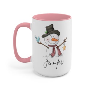 Personalized Snowman Coffee Mug, Custom Snowman Cup, Cute Snowman Mug, Family Cocoa Party Mug, Stocking Stuffer, Family Gift