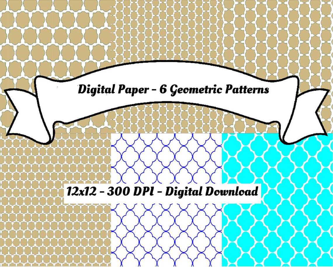 Digital Scrapbook Paper Geometric Patterns Backgrounds 12x12 Etsy