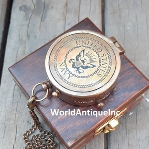 U.S Navy Gift, Engraved Navy Working Compass, United States Navy Retirement Gift, Personalized Antique Compass, Navy Class Graduation Gifts image 1
