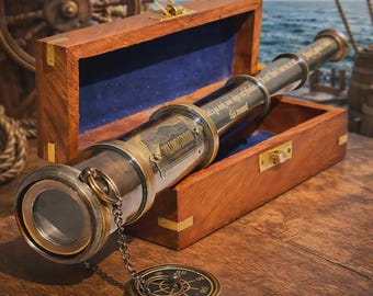 Personalized Telescope Spyglass, Engraved Pirate Brass Telescope, Fathers Day dad Gift, Boating Gift, Son Christmas gift, Gift for Husband