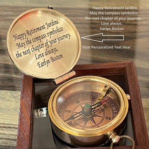 Retirement Gift, Personalized Compass, Engraved working Brass compass, Teacher retirement gift, Gifts for Men women, Fathers day Mothers day