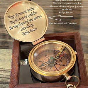 Retirement Gift, Personalized Compass, Engraved working Brass compass, Teacher retirement gift, Gifts for Men women, Army Gifts, Navy Gifts