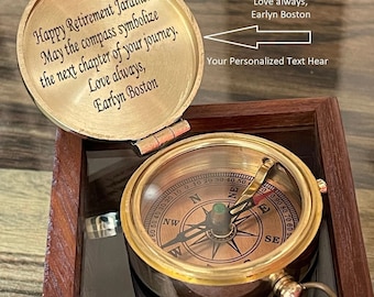Retirement Gift, Teacher retirement gift, Personalized Compass, Engraved working Brass compass, Gift for Dad Men women, Army Gift, Navy Gift