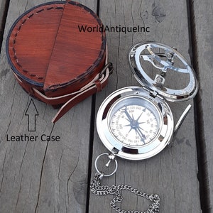 Personalized Compass, Engraved Working Brass Sundial Compass, Anniversary Gift, Husband gift, Valentine's Day gifts, Handmade Silver Compass