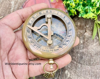 Personalized engraved Sundial compass, custom compass, Gifts for groomsmen, boyscout, anniversary, mens, valentines day, Fathers Mothers Day