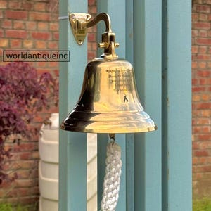 Personalisierte Messingglocke, gravierte Schulwandbehangglocke für drinnen / draußen, Nautikglocken, Schiffsbootmaritimes Dekor, kundenspezifische Schiffsglocke