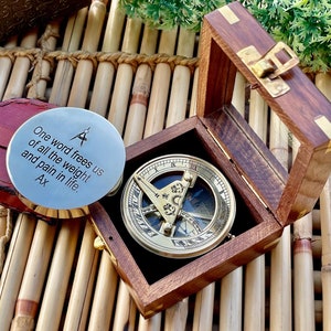 Christmas Gifts, Personalized Working Sundial Compass, Engraved Compass, Anniversary Gift, Husband gift, Father's Day Gifts, Mother's Day