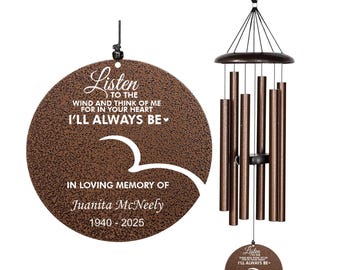 Wind Chime, Personalized Wind Chime Listen to the Wind, Memorial Wind Chime Gift, Sympathy Wind Chime, Bereavement Gift, Gifts Loss of Loved