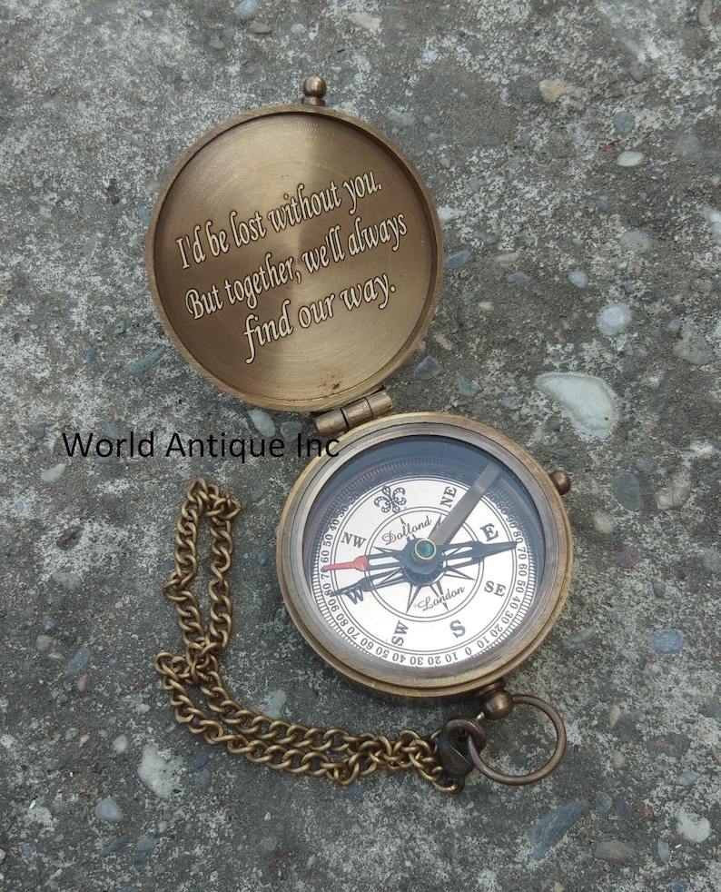 Working Compass Custom gift Go Confidently Thoreau/'s Quote Engraved Compass Handmade gift Brass Compass Custom Engraved Compass