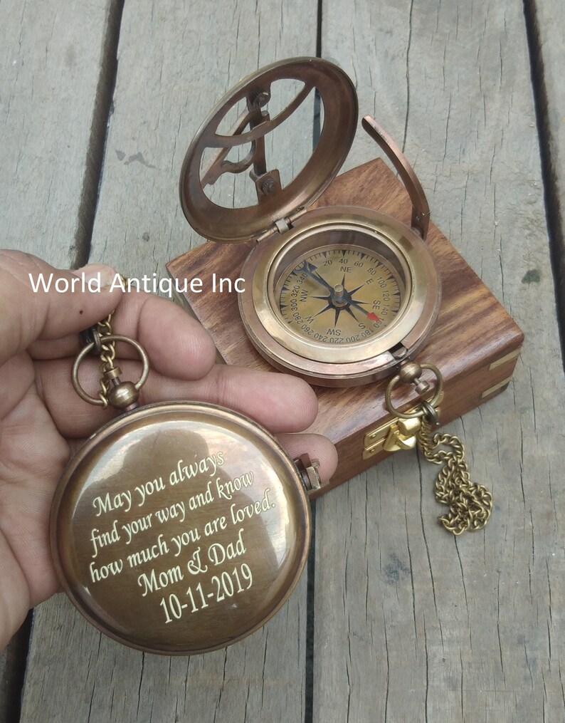 Personalized Brass Compass Anniversary Gift Wedding Gift | Etsy