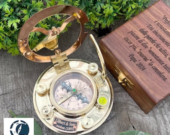 Compass, Personalized Engraved Working Sundial Compass, Anniversary Gift, Gifts For Husband, Fathers Day Gifts, Mothers day Gifts, Dad Gifts