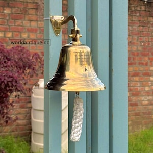 Personalized Brass Bell, Engraved School Wall Hanging Bell Indoor / Outdoor, Nautical Bells, Ship Boat Maritime Decor, Customized Ship Bell