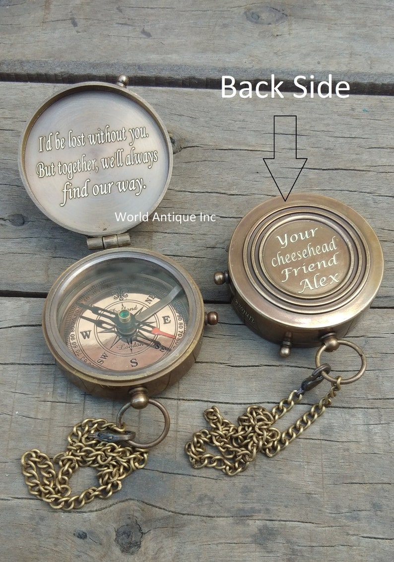 Working Compass Custom gift Go Confidently Thoreau/'s Quote Engraved Compass Handmade gift Brass Compass Custom Engraved Compass