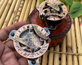 Engraved Brass Sundial Compass: Personalized Retirement Gift