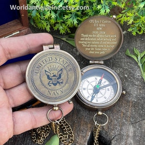 U.S Navy Gift, Engraved Navy Working Compass, United States Navy Retirement Gift, Personalized Antique Compass, Navy Class Graduation Gifts image 2