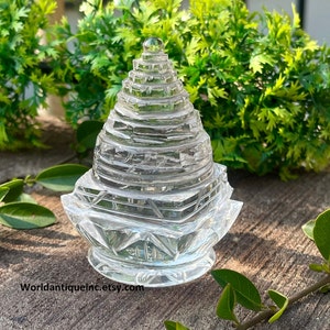 Crystal Shree Yantra - For Pooja, Meditation & Prosperity - Sphatik shree yantra / Sphatik shri yantra / Quartz Crystal Shri Yantra