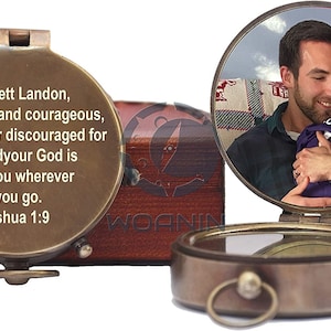 Christmas Gifts Photo compass Personalized Compass Gift, Anniversary gift, Gift for him, Working Compass, Fathers Day, Christmas Gift