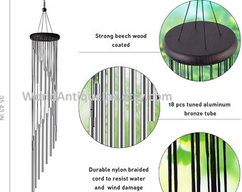 Wind Chime, Memorial Wind Chimes, Christmas Gift, Memorial Wind Chimes for Outdoor Large Deep Tone 36" inch, Handmade 18 Roots Indoor Decro