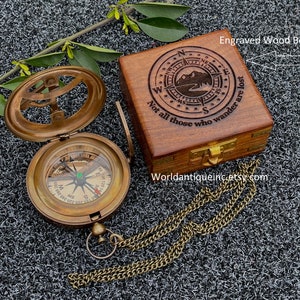 Personalized Working Sundial Compass, Engraved Compass, Anniversary Gift, Husband gifts, Couples Gift, mothers day gifts, fathers day gifts Engraved Wood box