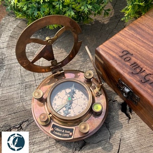 Christmas Gifts, Personalized Brass Compass, Engraved Working Sundial Compass, Anniversary Gift, Gifts for Husband, gift for dad