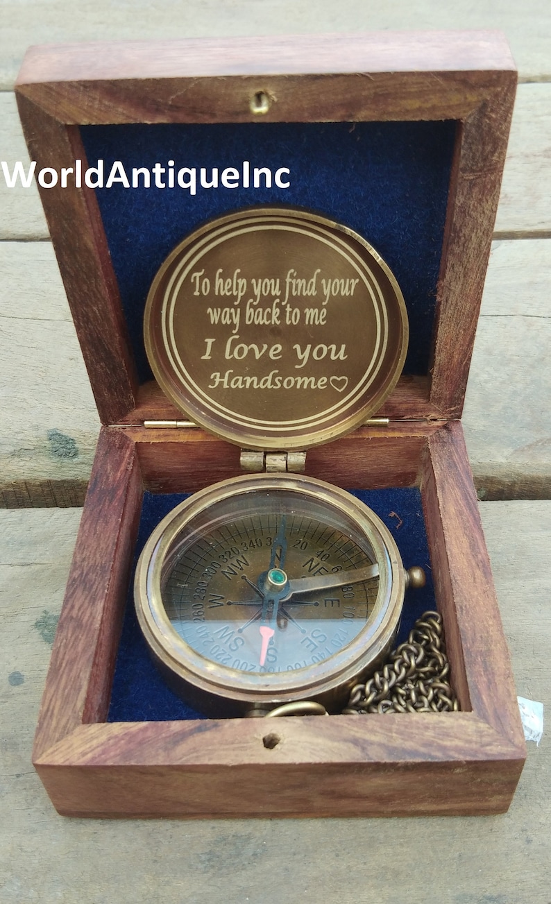 Working Compass Custom gift Go Confidently Thoreau/'s Quote Engraved Compass Handmade gift Brass Compass Custom Engraved Compass