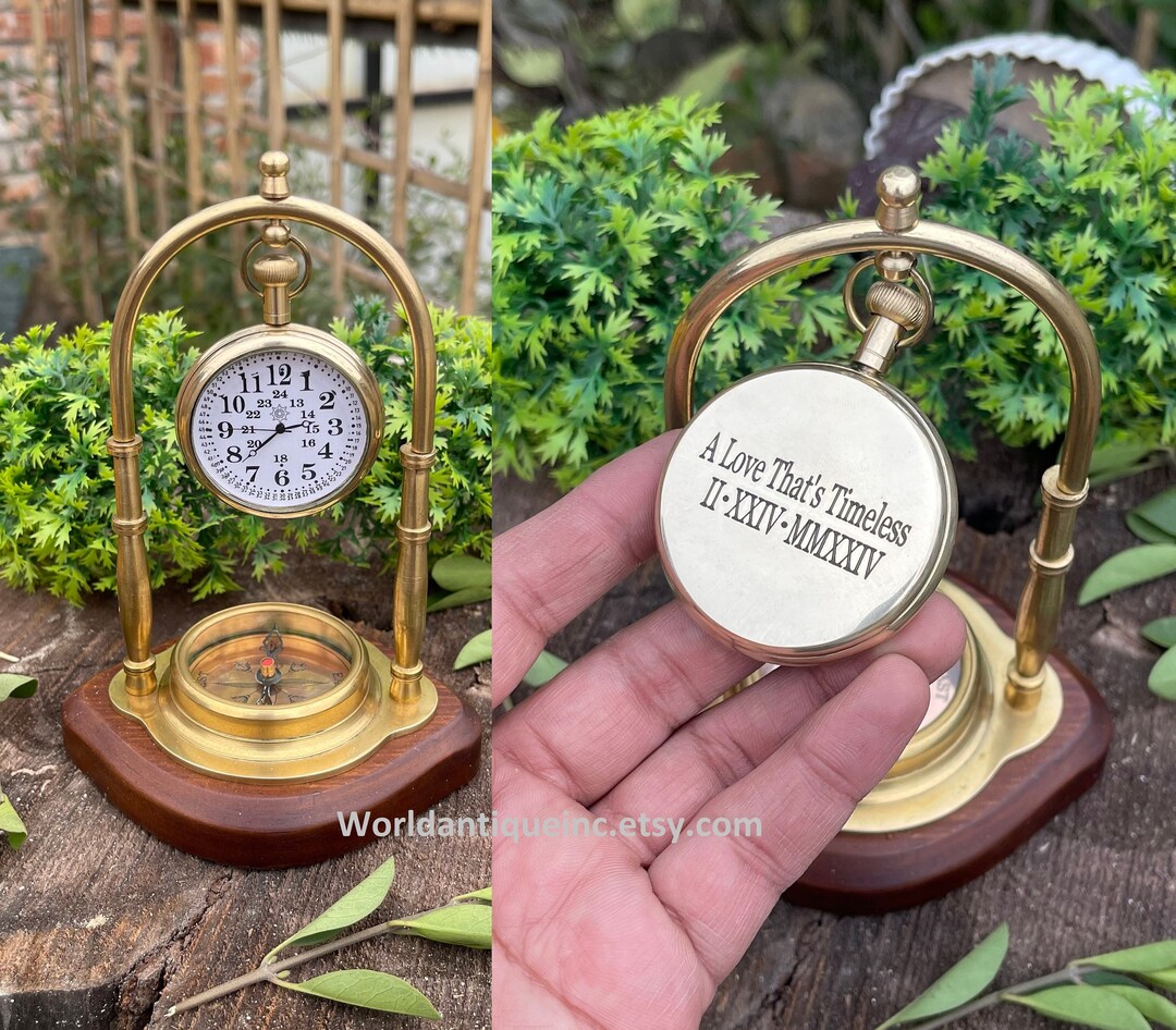 Table Clock, Engraved Personalized Antique Desk Watch - Desk Clock With ...