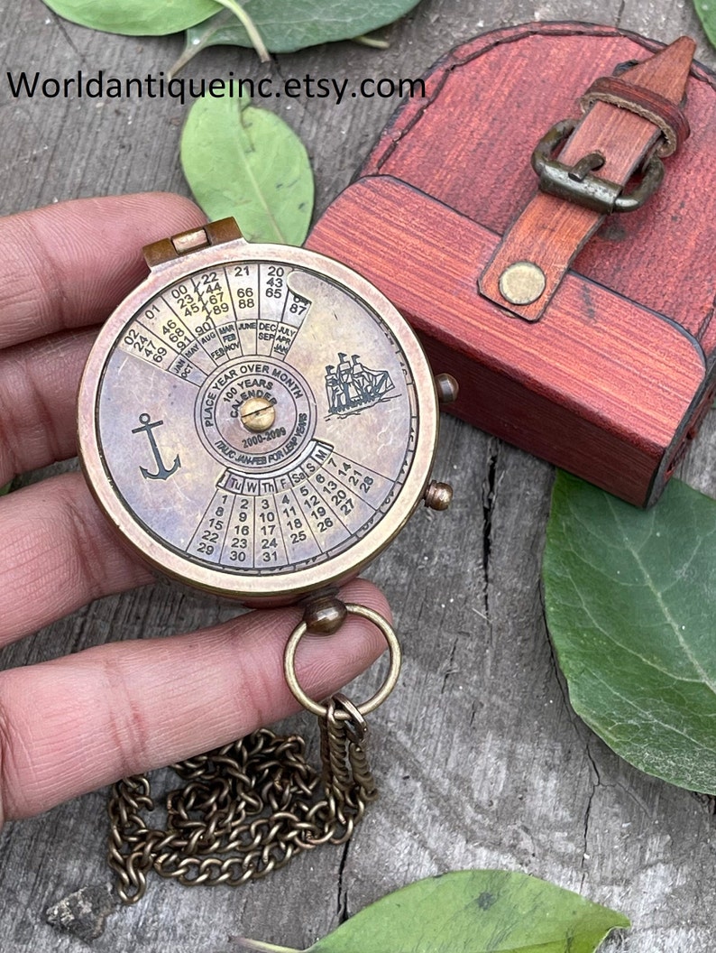 Personalized Gifts, Engraved Compass, Personalized compass WITH 100 Years Calendar, Antique compass, Vintage Compass, Nautical Custom Gifts image 6