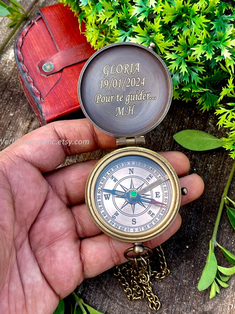 Personalized Gifts, Engraved Compass, Personalized compass WITH 100 Years Calendar, Antique compass, Vintage Compass, Nautical Custom Gifts image 3