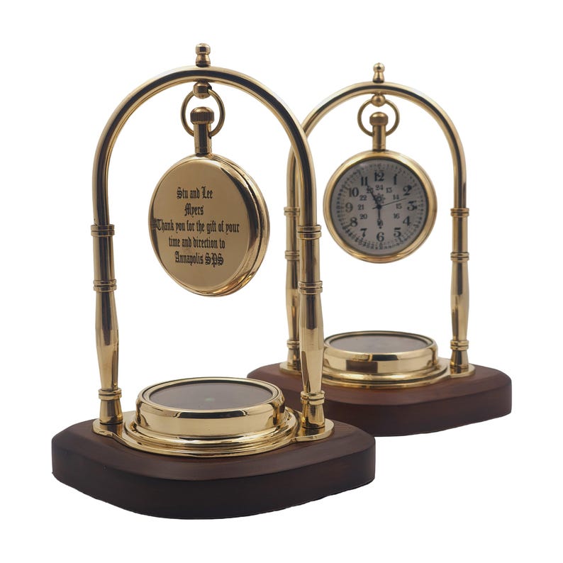 Retirement Furniture,Engraved Clock for Retirement,Black Wedding Anniversary Table Clock,Retirement Compasses With Saying,