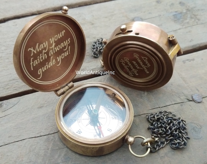 Working Compass Custom gift Go Confidently Thoreau/'s Quote Engraved Compass Handmade gift Brass Compass Custom Engraved Compass