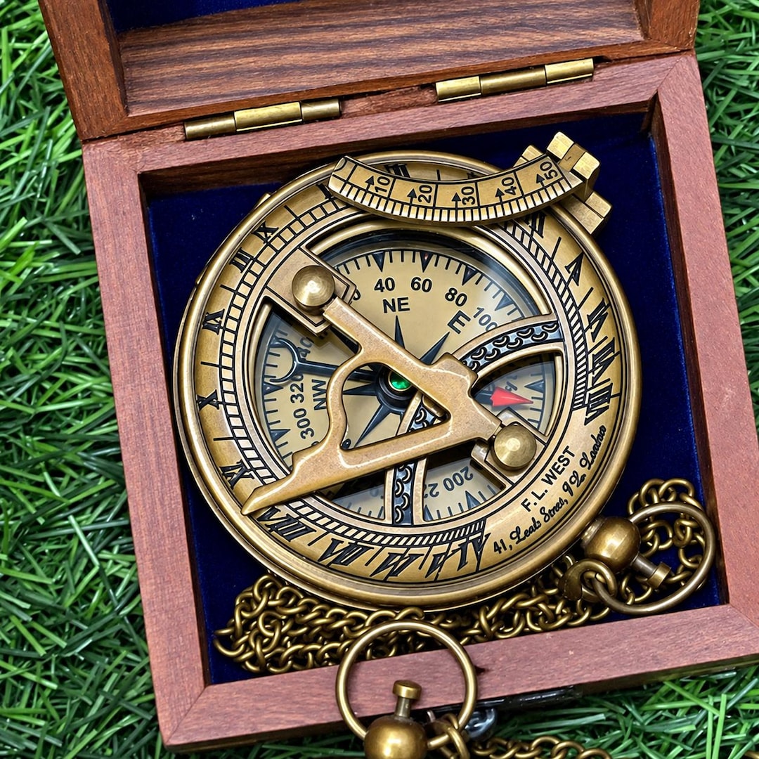 Sundial Compass, Engraved Compass, Personalized Compass, Christmas Gift ...