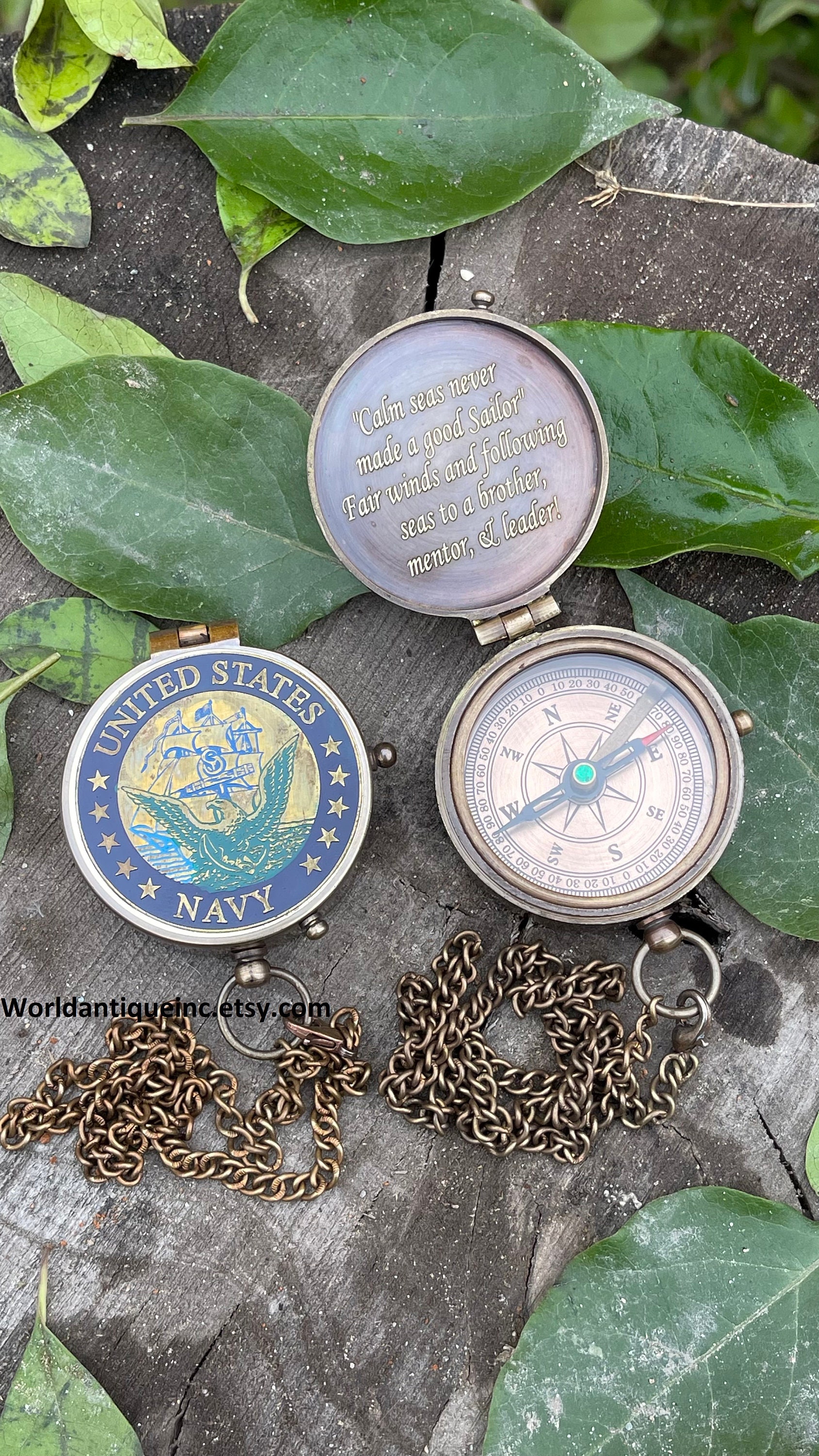 Vintage Messing-Kompass Mit Gravur – Perfektes Geschenk Für Söhne, Reisende & Sammler